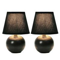 Simple Designs - Mini Ceramic Globe Table Lamp 2 Pack Set - Black - Front_Zoom