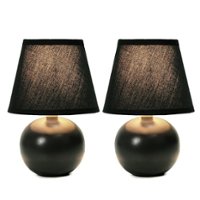 Simple Designs - Mini Ceramic Globe Table Lamp 2 Pack Set - Black - Front_Zoom