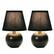 Front. Simple Designs - Mini Ceramic Globe Table Lamp 2 Pack Set - Black.