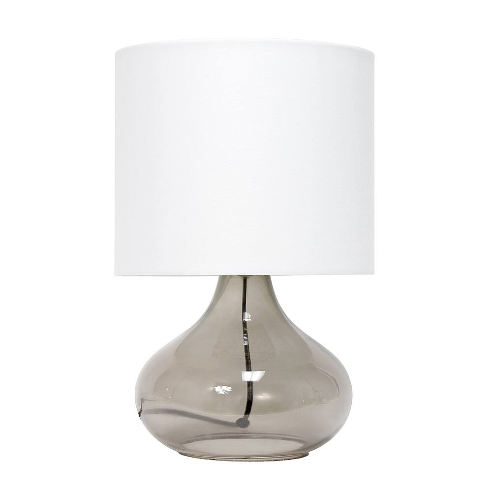 Angle View: Simple Designs - Glass Raindrop Table Lamp with Fabric Shade - Smoke Gray/White