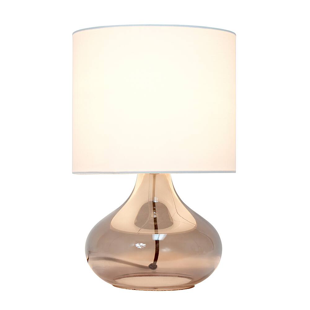 Front. Simple Designs - Glass Raindrop Table Lamp with Fabric Shade - Smoke Gray/White.