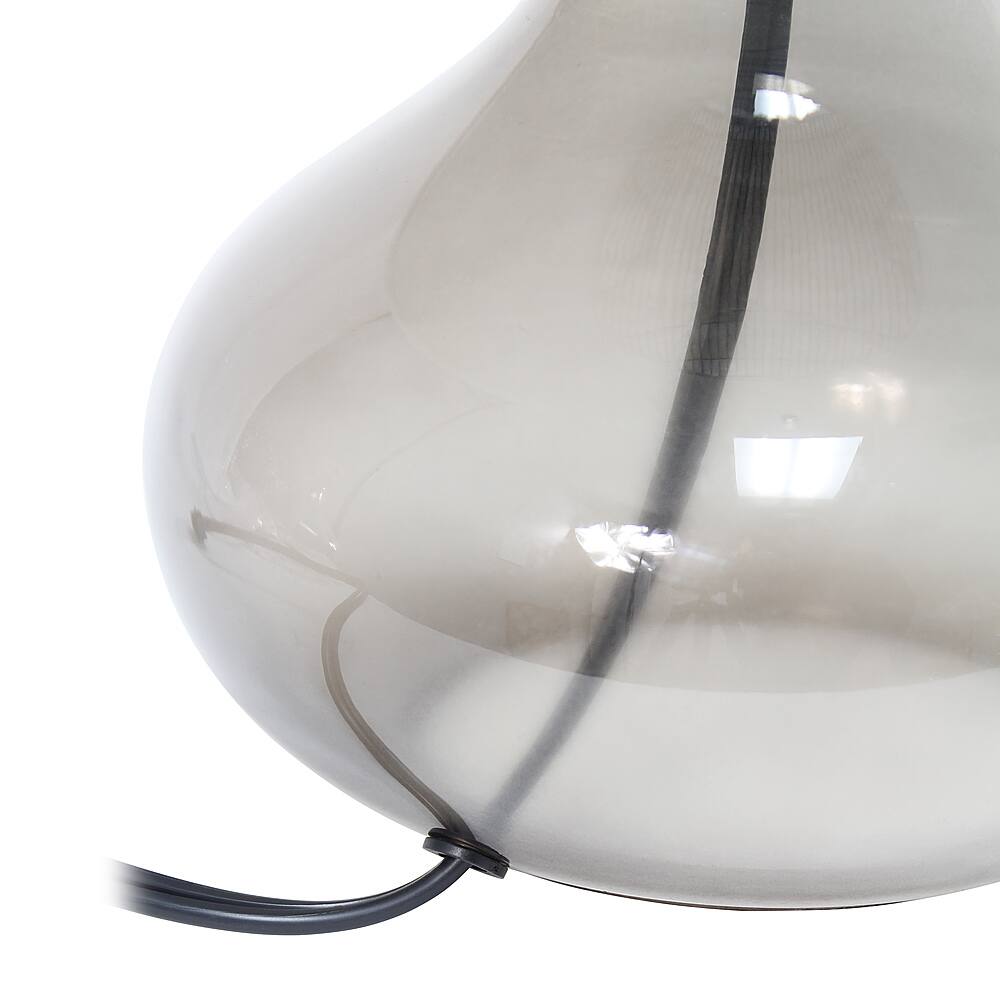 Alt View 14. Simple Designs - Glass Raindrop Table Lamp with Fabric Shade - Smoke Gray/White.