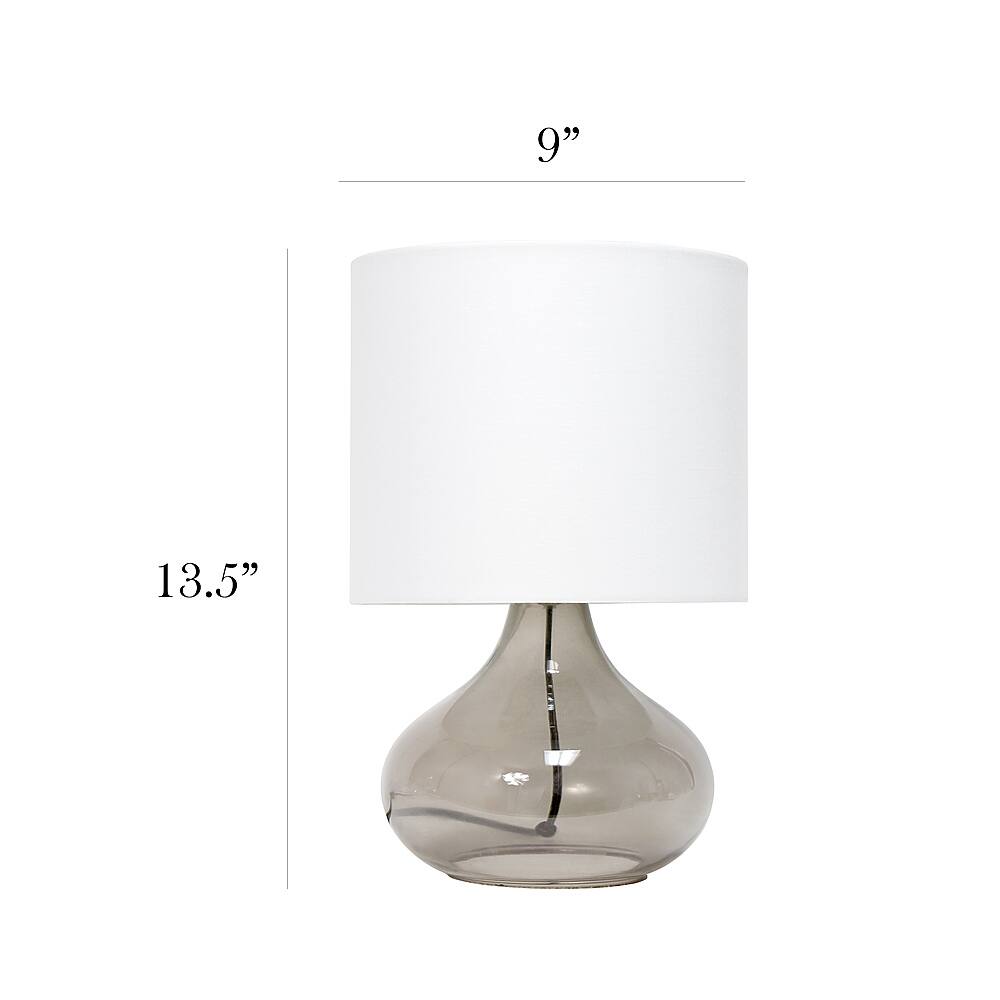 Left View: Simple Designs - Glass Raindrop Table Lamp with Fabric Shade - Smoke Gray/White