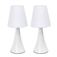 Simple Designs - Valencia Colors 2 Pack Mini Touch Table Lamp Set with Fabric Shades - White - Front_Zoom