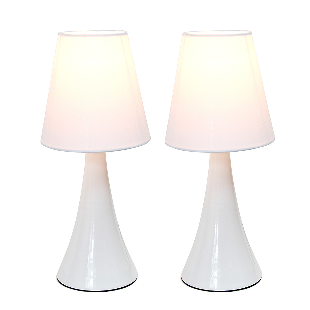 Angle View: Simple Designs - Valencia Colors 2 Pack Mini Touch Table Lamp Set with Fabric Shades - White