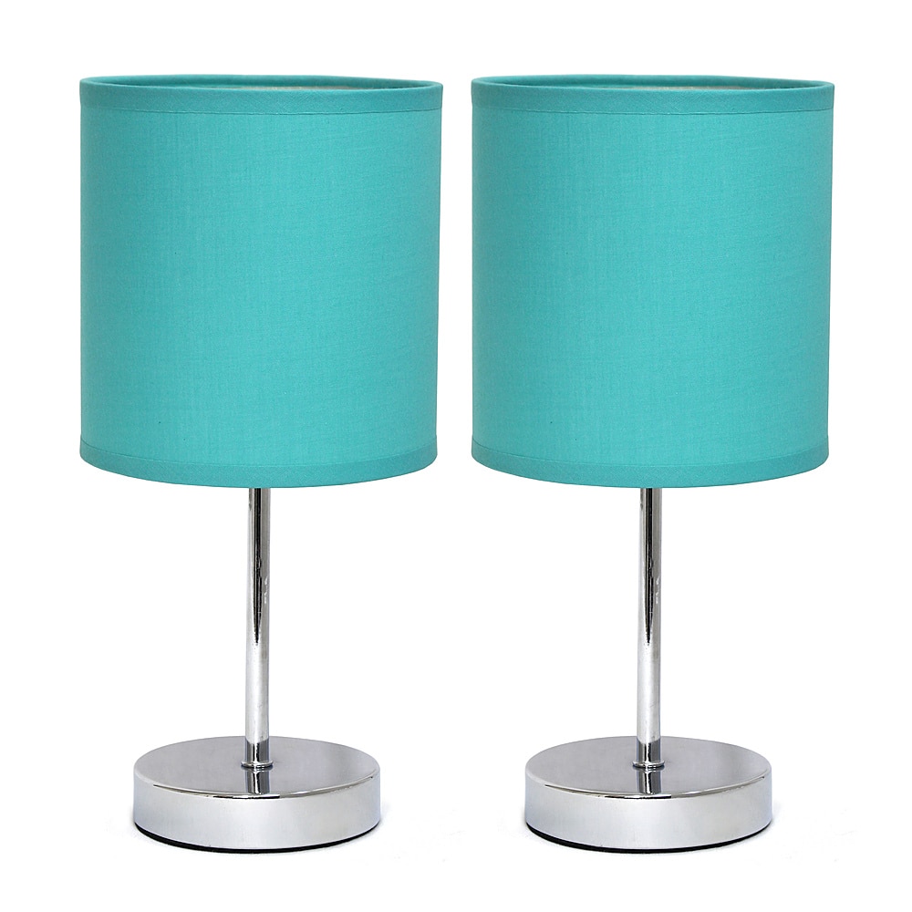 Angle View: Simple Designs - Chrome Mini Basic Table Lamp with Fabric Shade 2 Pack Set