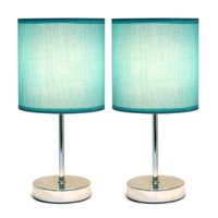 Simple Designs - Chrome Mini Basic Table Lamp with Fabric Shade 2 Pack Set - Front_Zoom