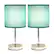 Front. Simple Designs - Chrome Mini Basic Table Lamp with Fabric Shade 2 Pack Set - Chrome/Blue.