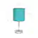 Left. Simple Designs - Chrome Mini Basic Table Lamp with Fabric Shade 2 Pack Set - Chrome/Blue.