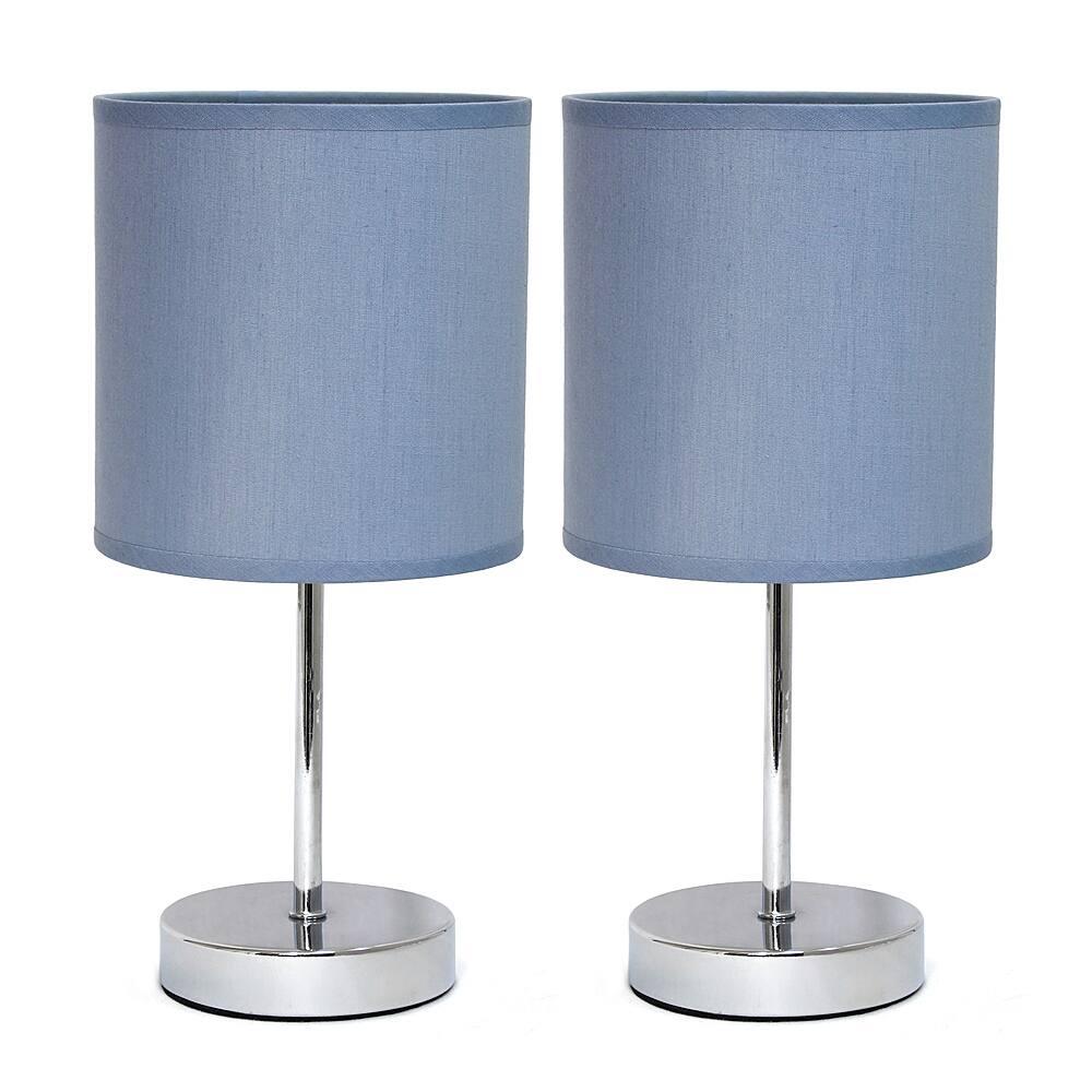 Angle View: Simple Designs - Chrome Mini Basic Table Lamp with Fabric Shade 2 Pack Set