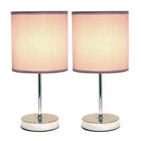 Simple Designs - Chrome Mini Basic Table Lamp with Fabric Shade 2 Pack Set - Front_Zoom