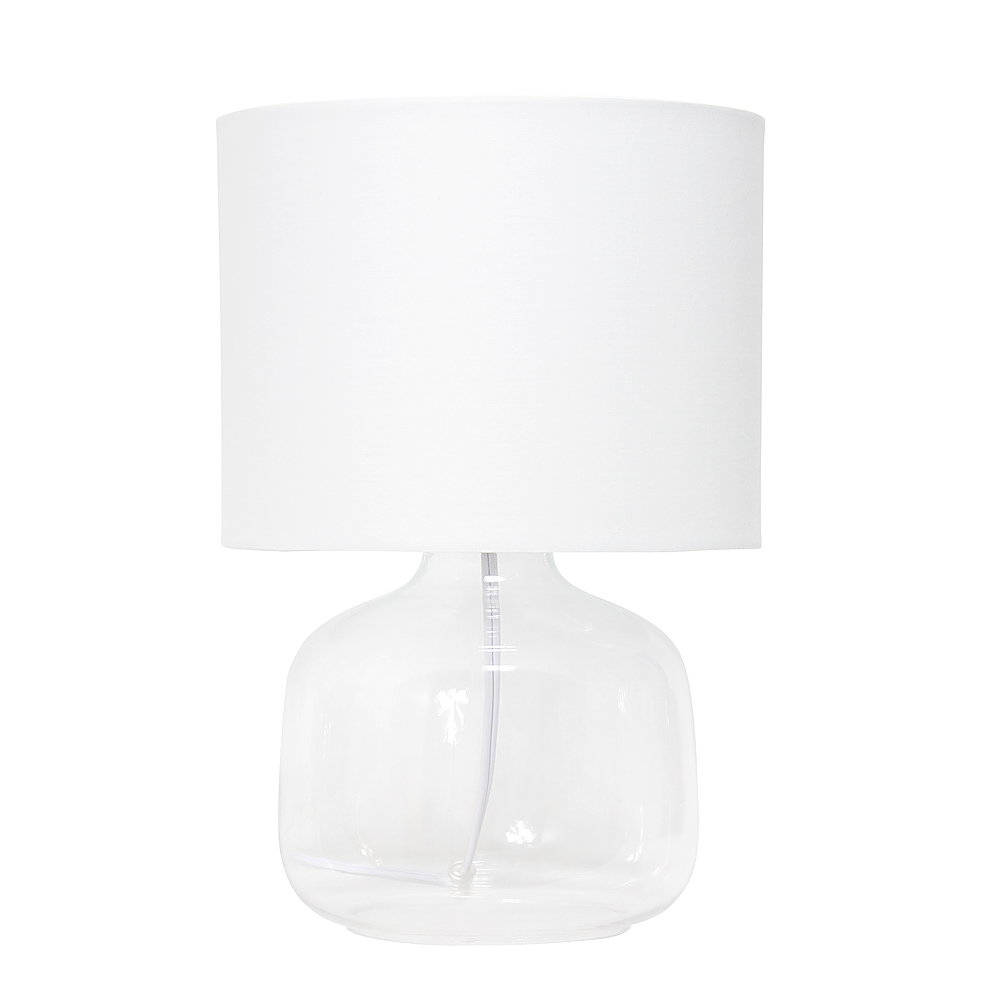 Angle View: Simple Designs - Glass Table Lamp with Fabric Shade - Clear/White