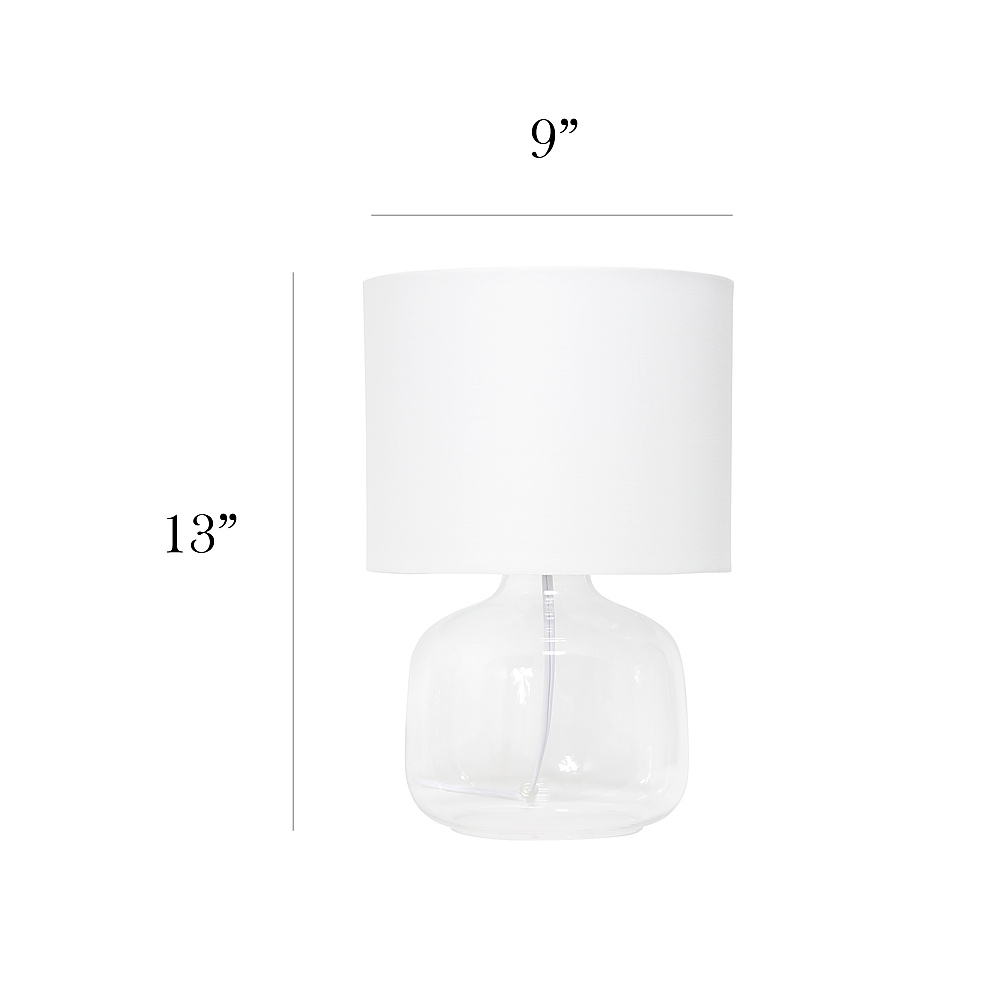 Left View: Simple Designs - Glass Table Lamp with Fabric Shade - Clear/White