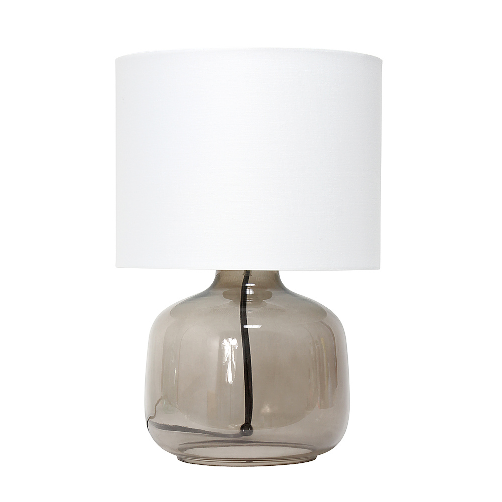Angle View: Simple Designs - Glass Table Lamp with Fabric Shade - Smoke/White