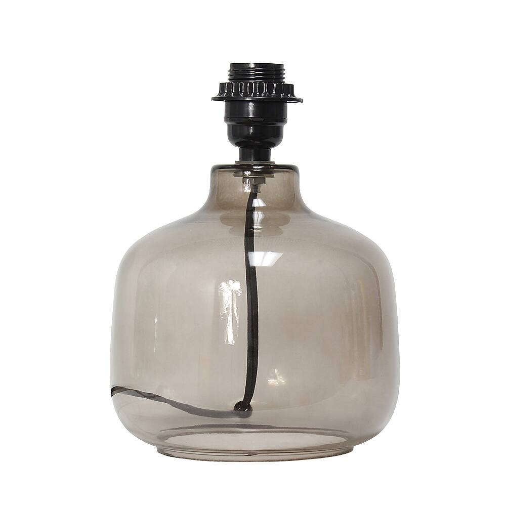 Alt View 13. Simple Designs - Glass Table Lamp with Fabric Shade - Smoke/White.