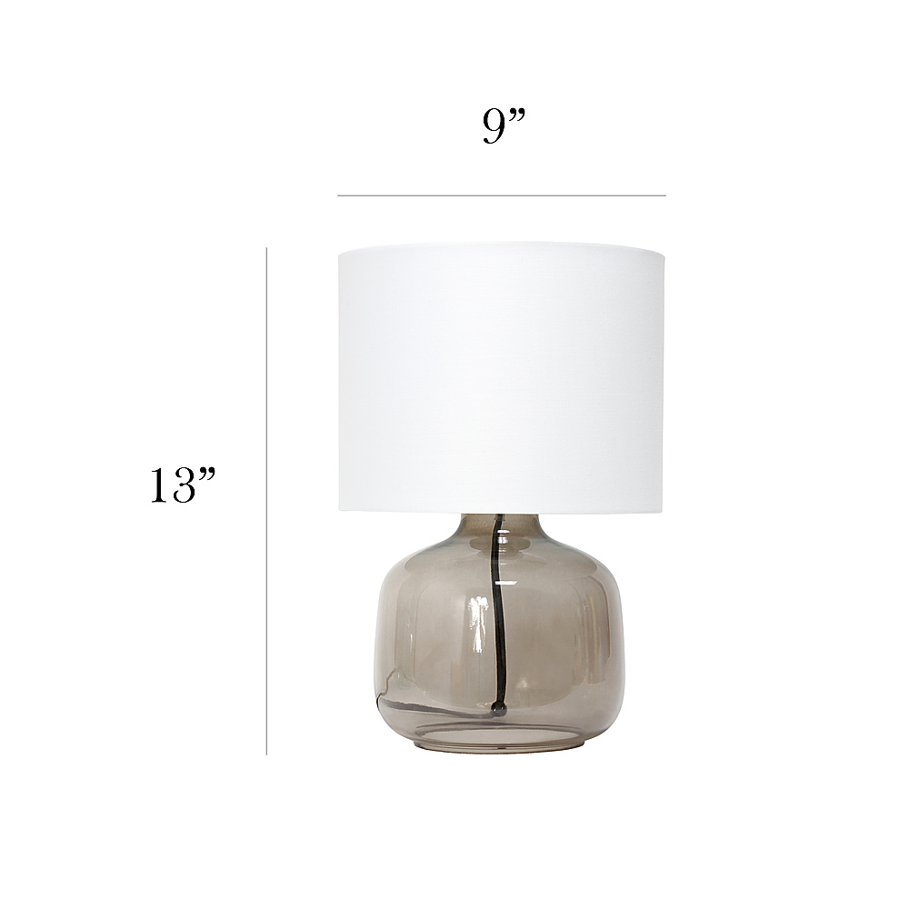 Left View: Simple Designs - Glass Table Lamp with Fabric Shade - Smoke/White