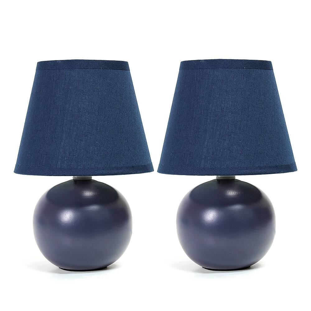 Angle View: Simple Designs - Mini Ceramic Globe Table Lamp 2 Pack Set - Blue