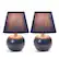Front. Simple Designs - Mini Ceramic Globe Table Lamp 2 Pack Set - Blue.