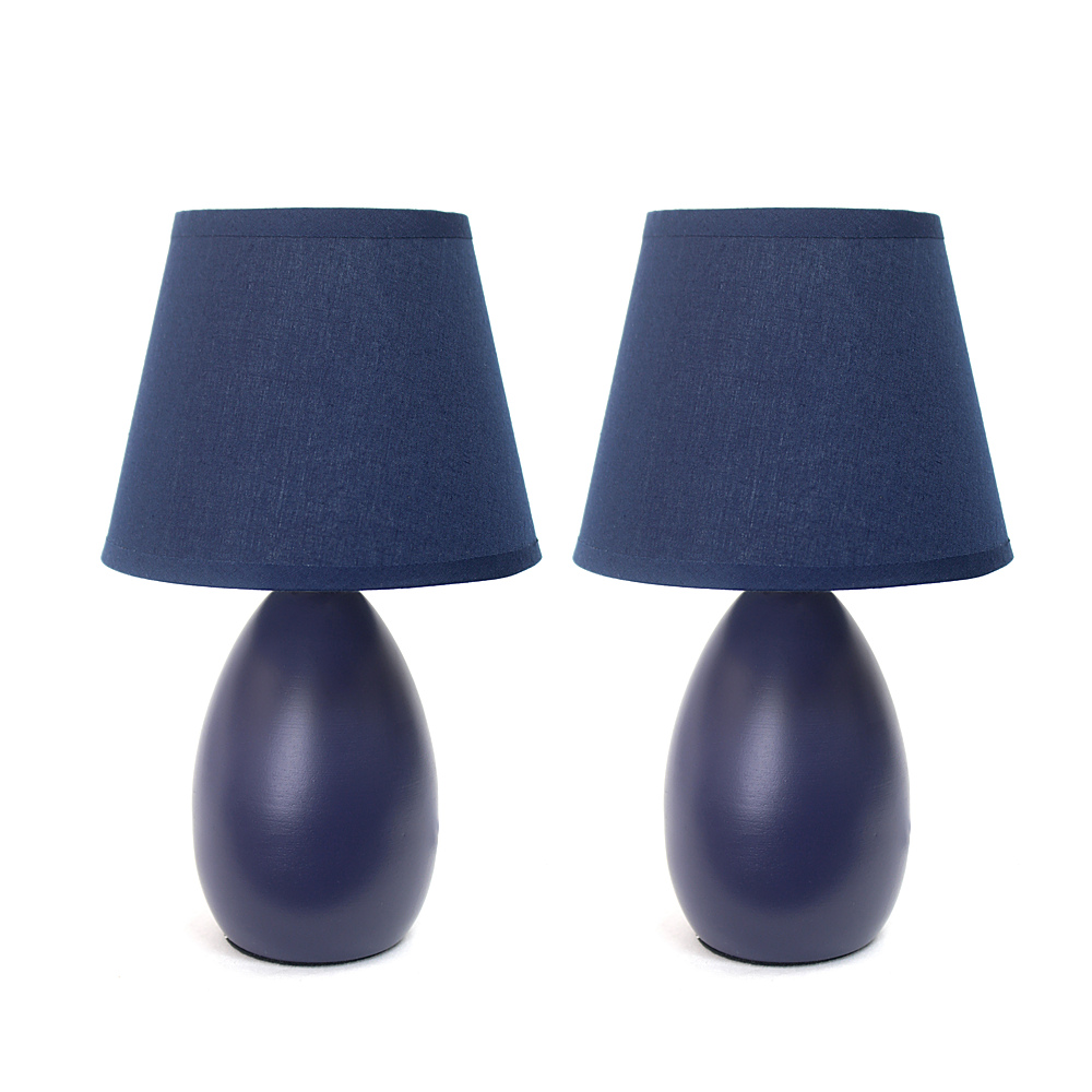 Angle View: Simple Designs - Mini Egg Oval Ceramic Table Lamp 2 Pack Set - Black