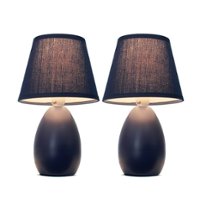 Simple Designs - Mini Egg Oval Ceramic Table Lamp 2 Pack Set - Black - Front_Zoom