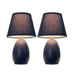 Simple Designs - Mini Egg Oval Ceramic Table Lamp 2 Pack Set - Front_Zoom