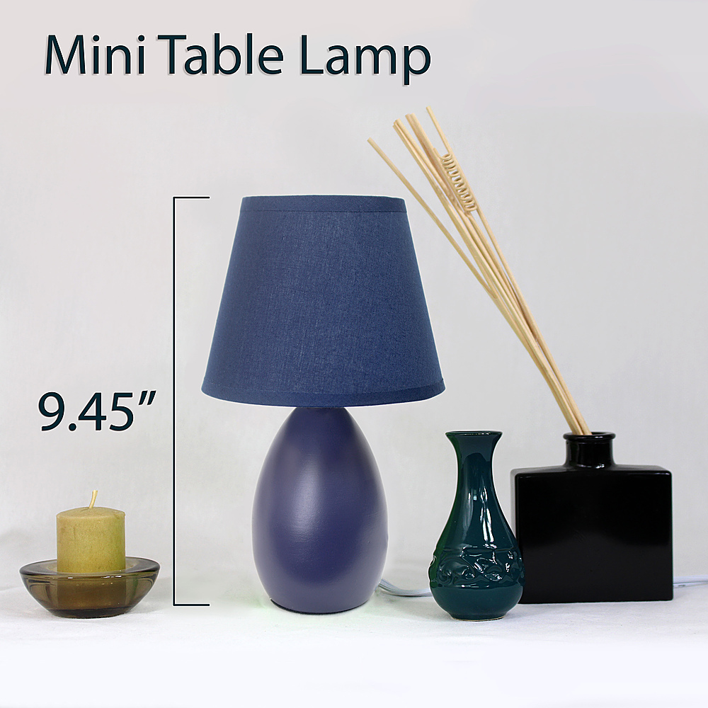 Left View: Simple Designs - Mini Egg Oval Ceramic Table Lamp 2 Pack Set - Black