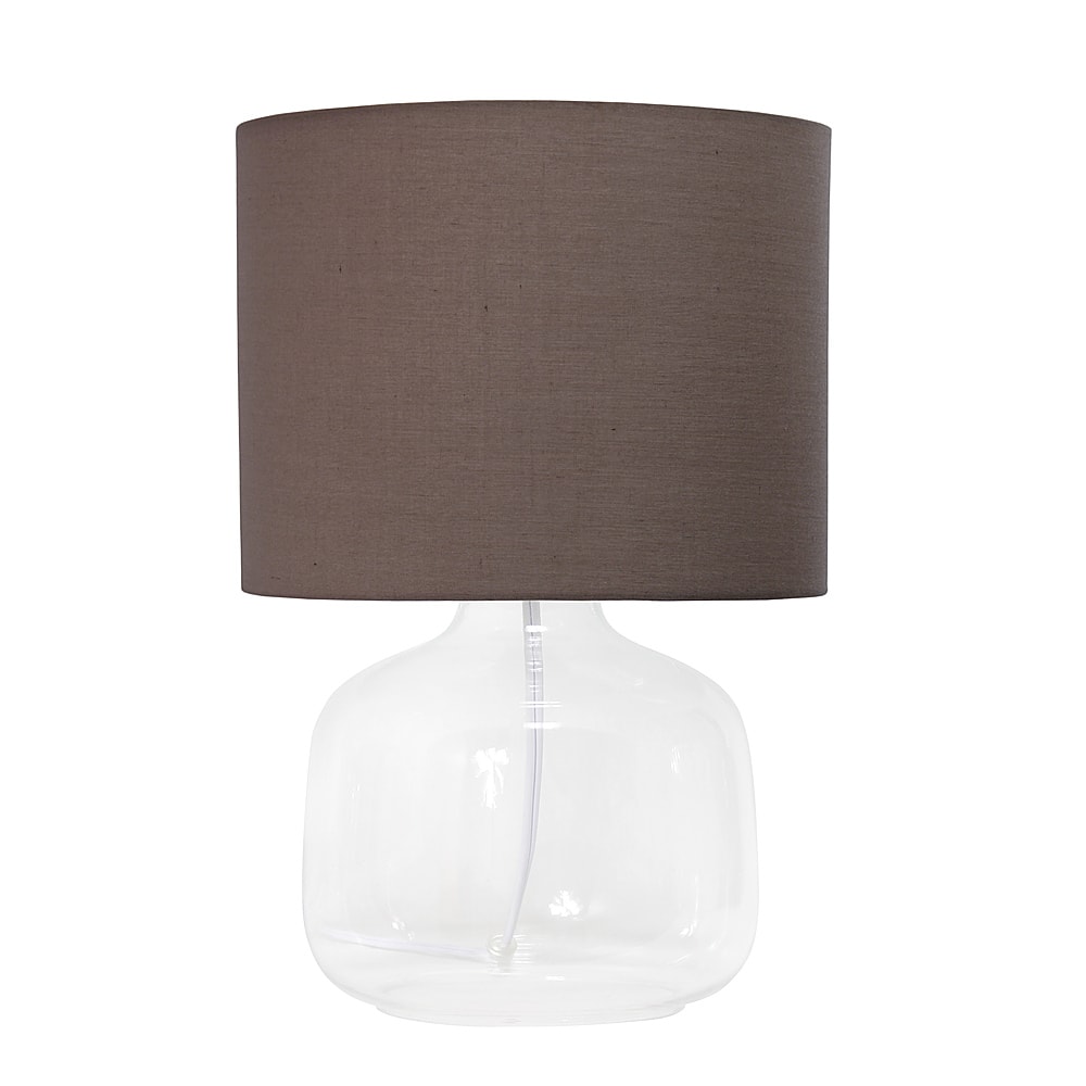 Angle View: Simple Designs - Glass Table Lamp with Fabric Shade - Clear/Gray