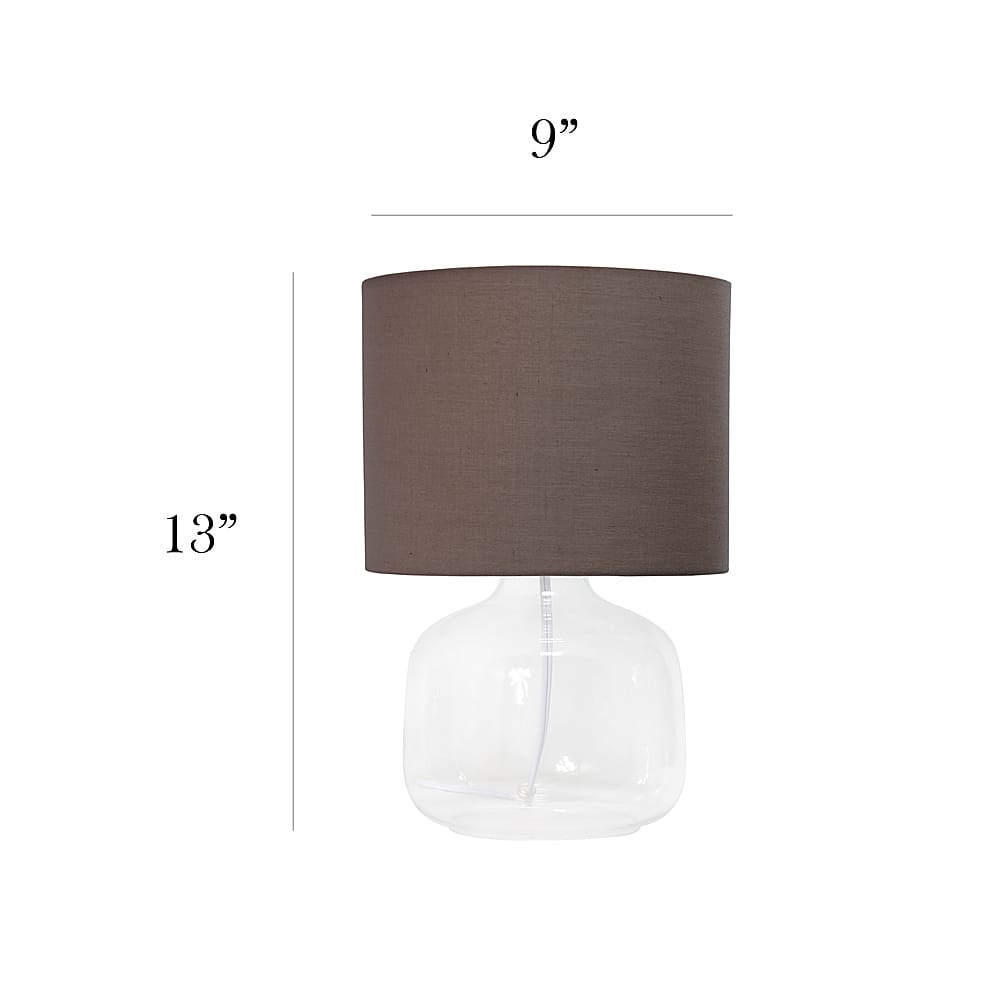 Left View: Simple Designs - Glass Table Lamp with Fabric Shade - Clear/Gray