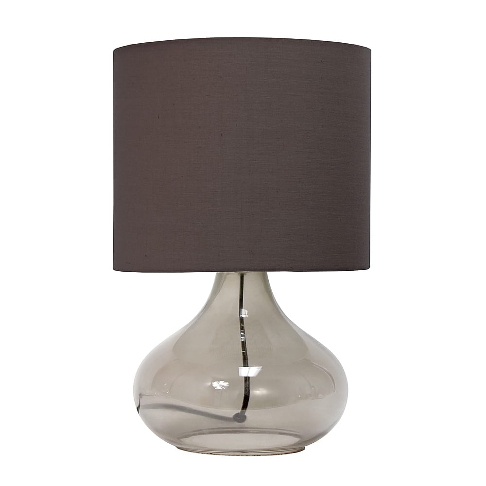 Angle. Simple Designs - Glass Raindrop Table Lamp with Fabric Shade - Smoke Gray/Gray.