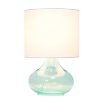 Simple Designs - Glass Raindrop Table Lamp with Fabric Shade - Aqua/White - Front_Zoom