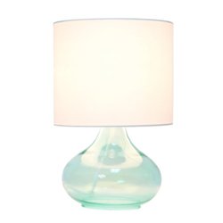 Simple Designs - Glass Raindrop Table Lamp with Fabric Shade - Aqua/White - Front_Zoom