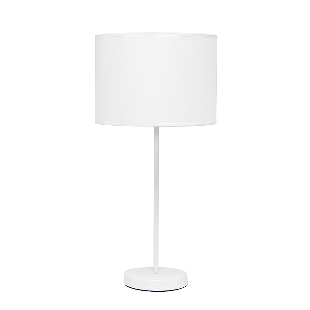 Angle View: Simple Designs - White Stick Lamp with Fabric Shade - White