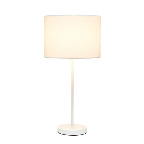 Simple Designs White Stick Lamp with Fabric Shade, White