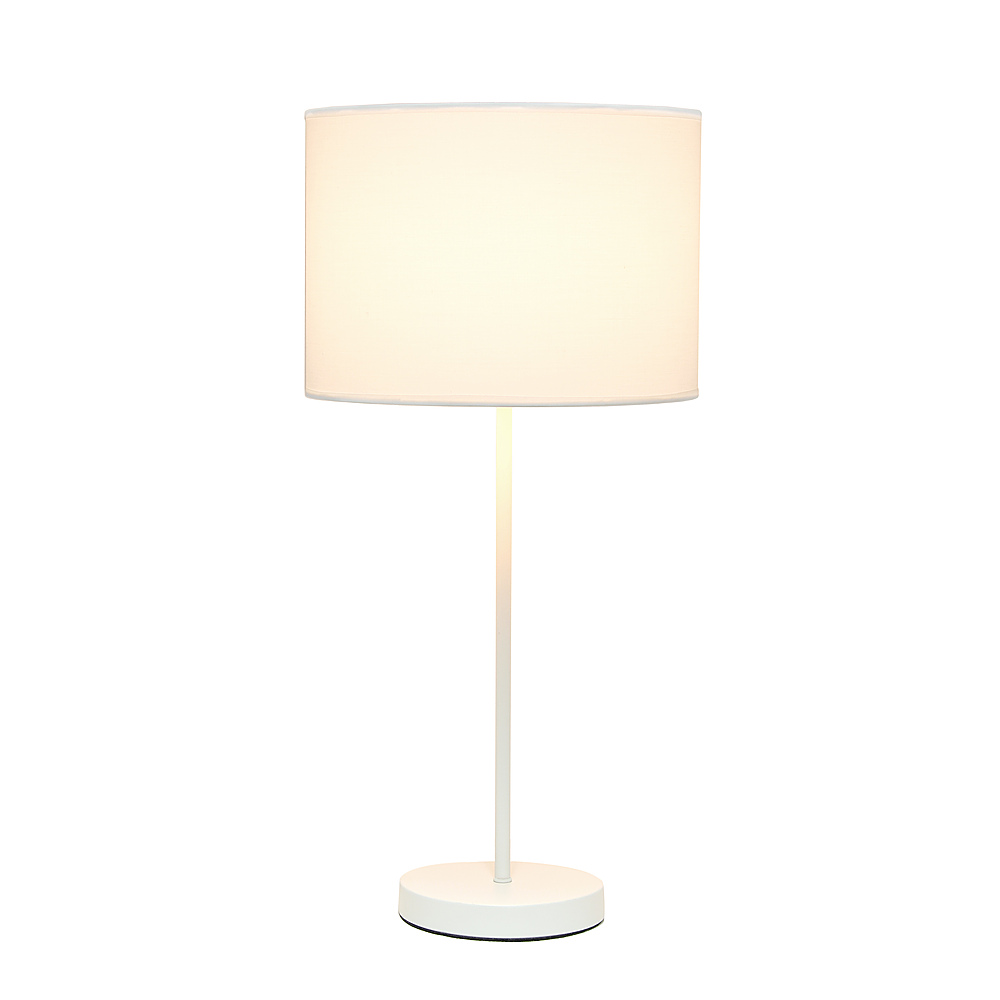 Simple Designs White Stick Lamp with Fabric Shade, White