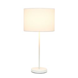 Simple Designs - White Stick Lamp with Fabric Shade - White - Front_Zoom