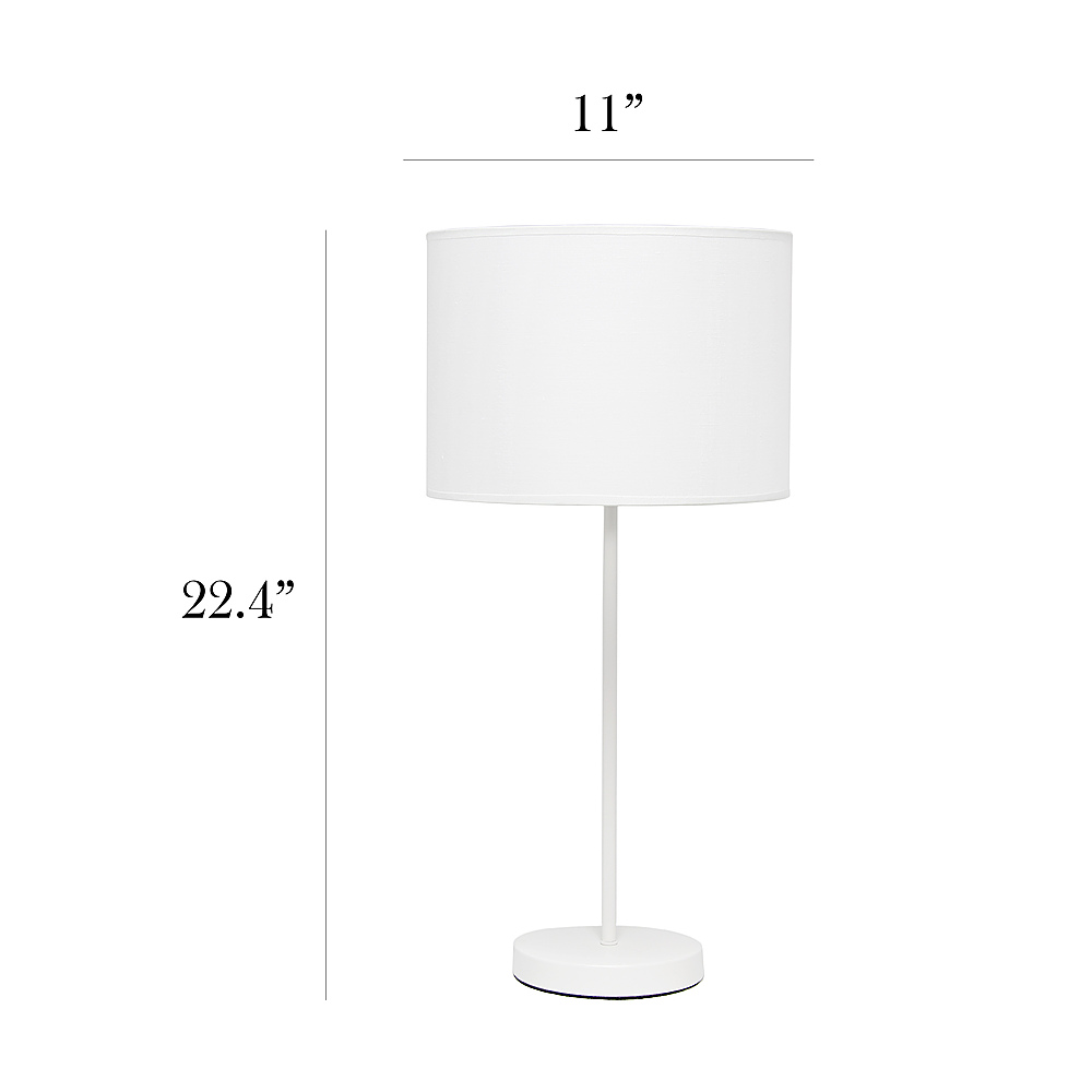 Left View: Simple Designs - White Stick Lamp with Fabric Shade - White