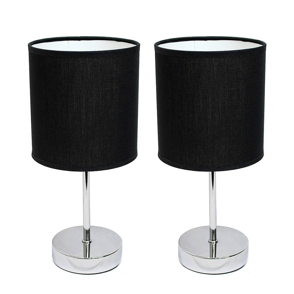 Angle View: Simple Designs - Chrome Mini Basic Table Lamp with Fabric Shade 2 Pack Set