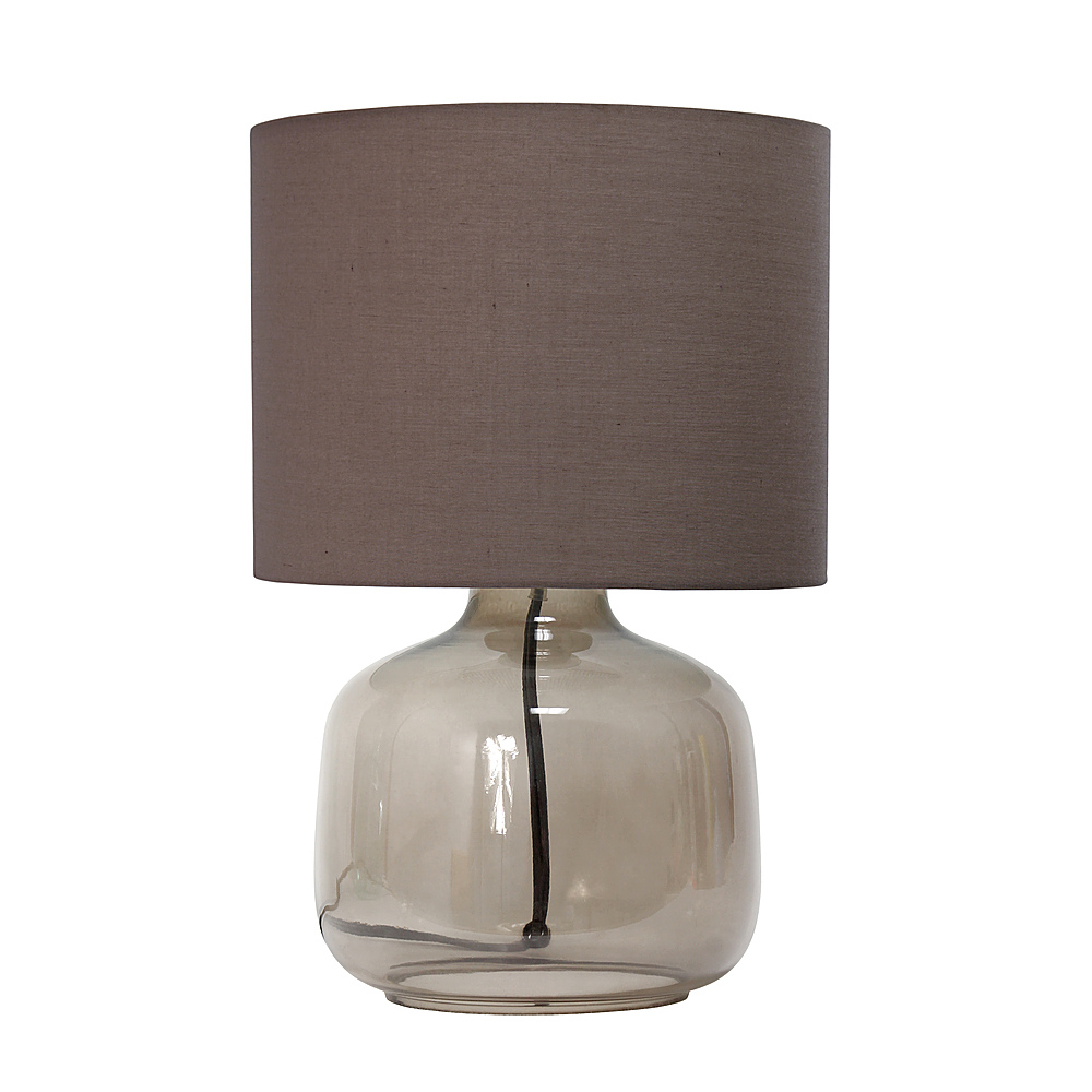 Angle View: Simple Designs - Glass Table Lamp with Fabric Shade - Smoke Gray/Gray