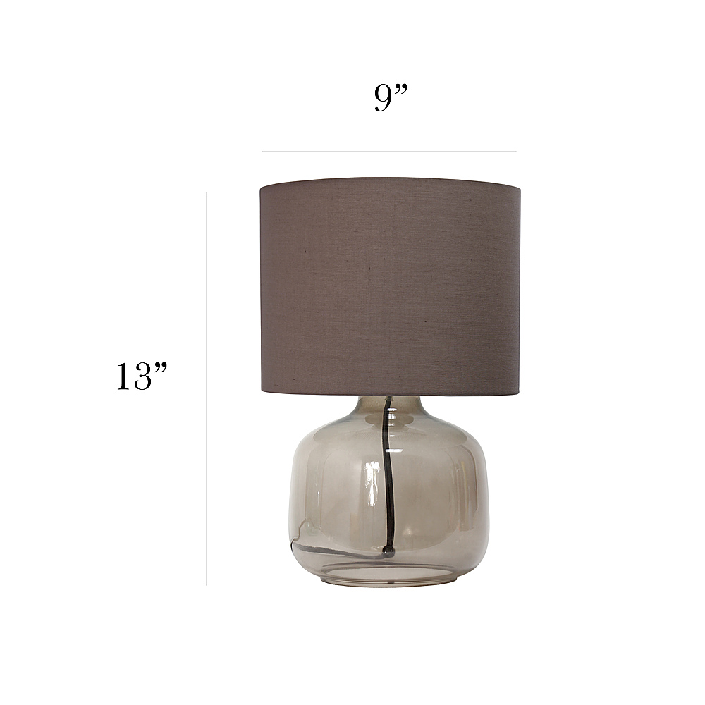 Left View: Simple Designs - Glass Table Lamp with Fabric Shade - Smoke Gray/Gray