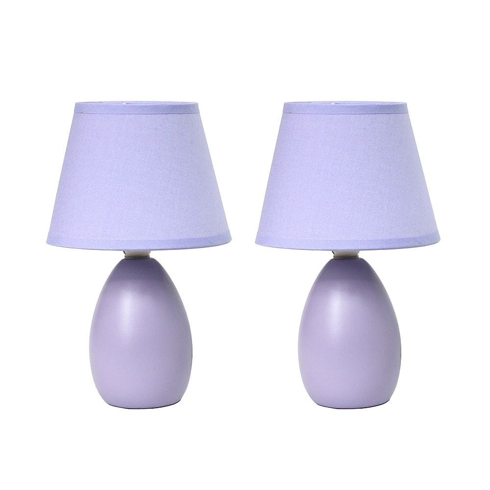 Angle View: Simple Designs - Mini Egg Oval Ceramic Table Lamp 2 Pack Set