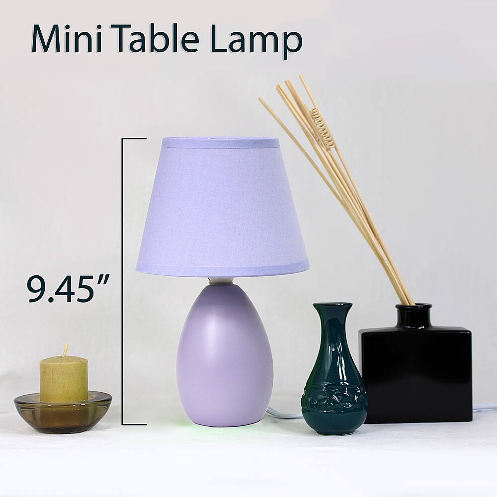 Front. Simple Designs - Mini Egg Oval Ceramic Table Lamp 2 Pack Set.