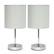 Angle. Simple Designs - Chrome Mini Basic Table Lamp with Fabric Shade 2 Pack Set - Slate Gray.