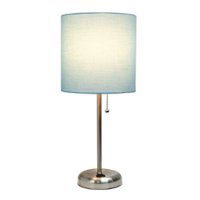 Limelights - Stick Lamp with Charging Outlet and Fabric Shade - Aqua - Front_Zoom
