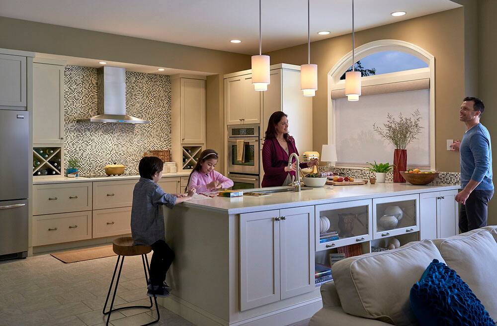 The text on the image reads: "Dim from (Almost) Anywhere. Add a Pico remote to almost any surface - no cutting holes or pulling wire required. Pair with your dimmer to create a 3-way application wherever you want."