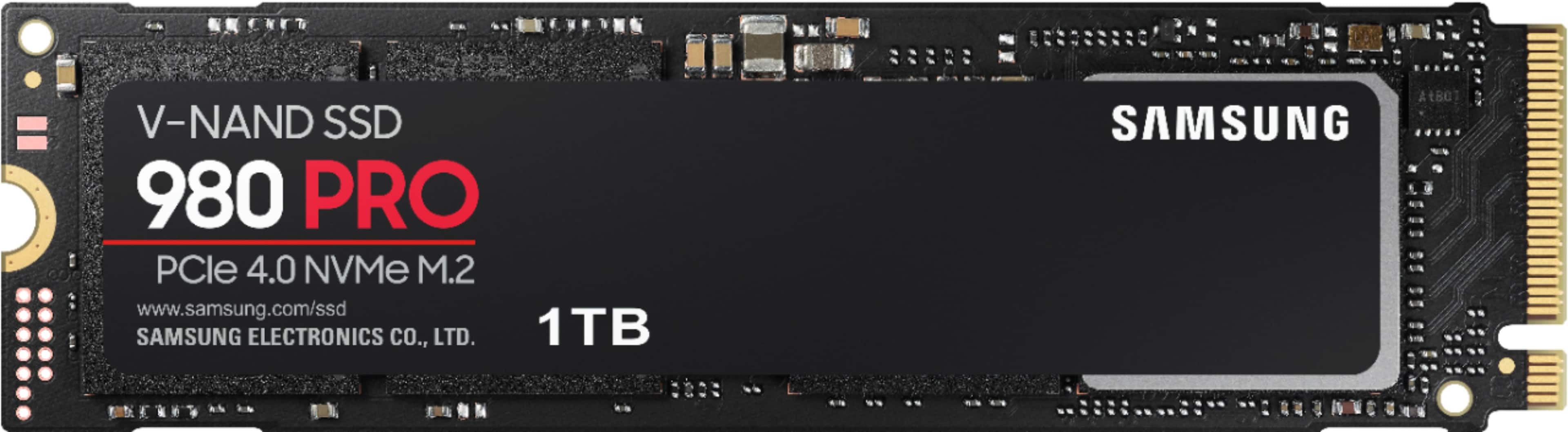 Front. Samsung - 980 PRO 1TB Internal Gaming SSD PCIe Gen 4 x4 NVMe - Black.