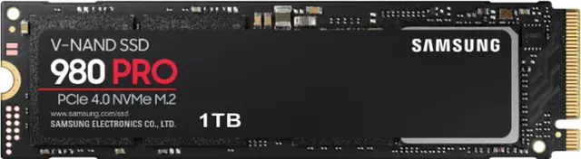 Front. Samsung - 980 PRO 1TB Internal Gaming SSD PCIe Gen 4 x4 NVMe - Black.