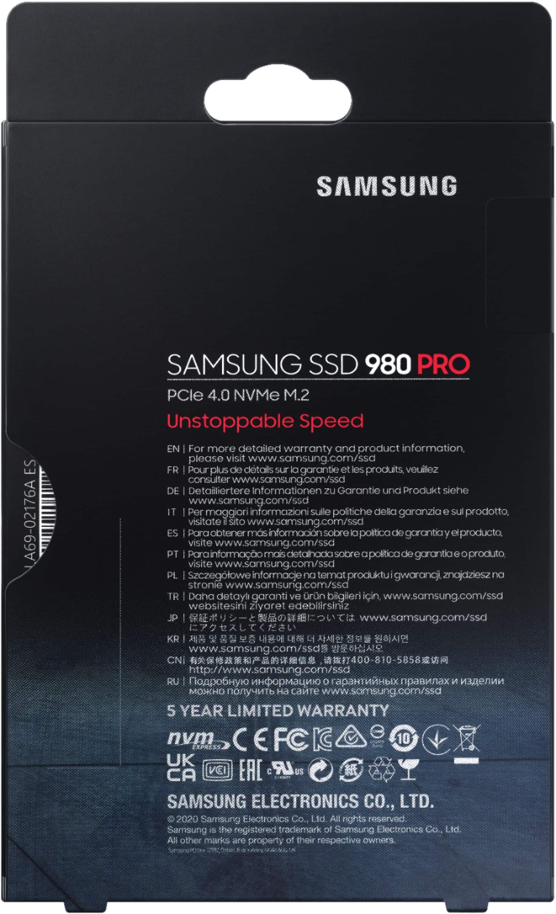 Disque dur ssd interne 980 pro 1 to noir Samsung