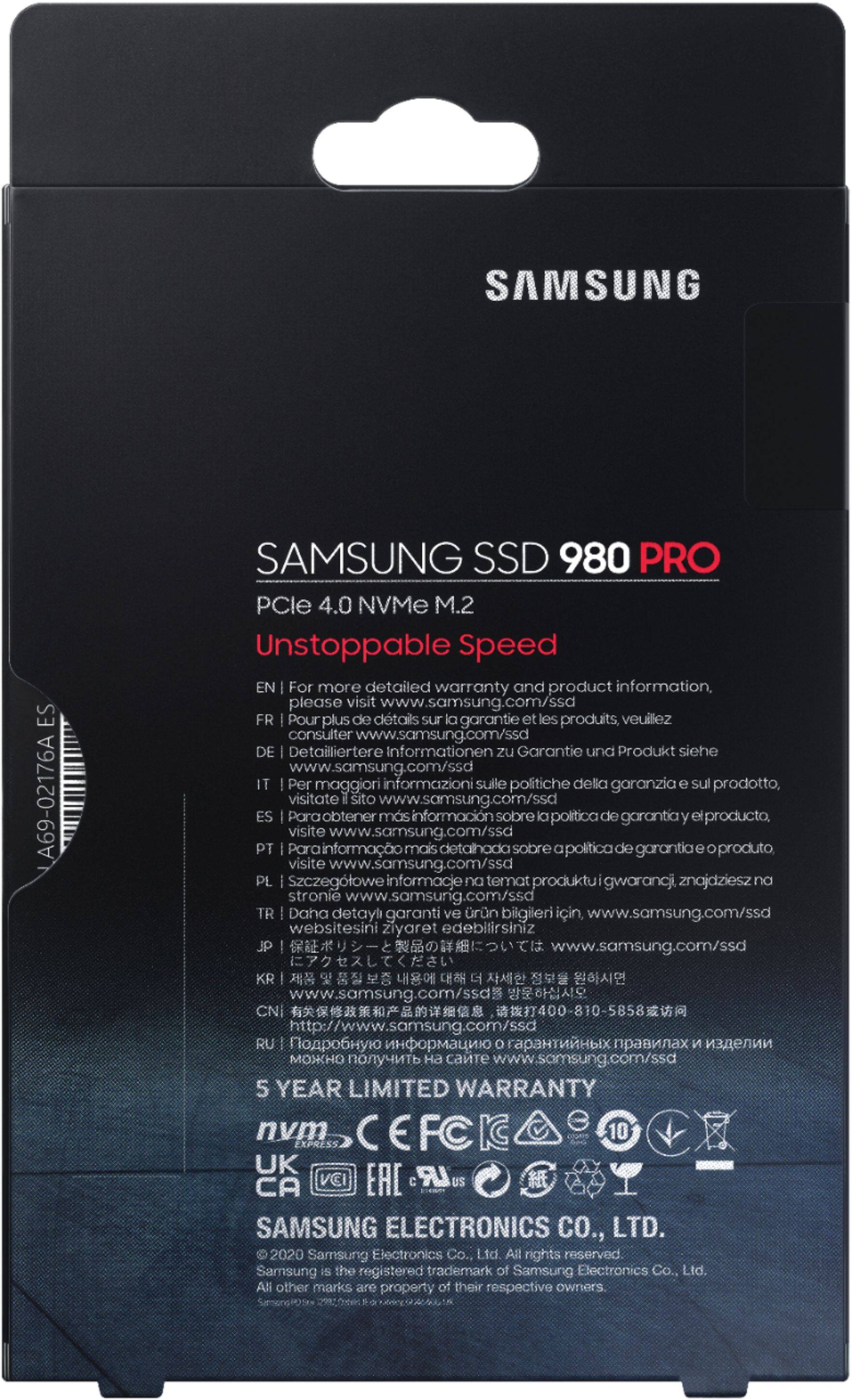 Alt View 14. Samsung - 980 PRO 250GB Internal Gaming SSD PCIe Gen 4 x4 NVMe - Black.