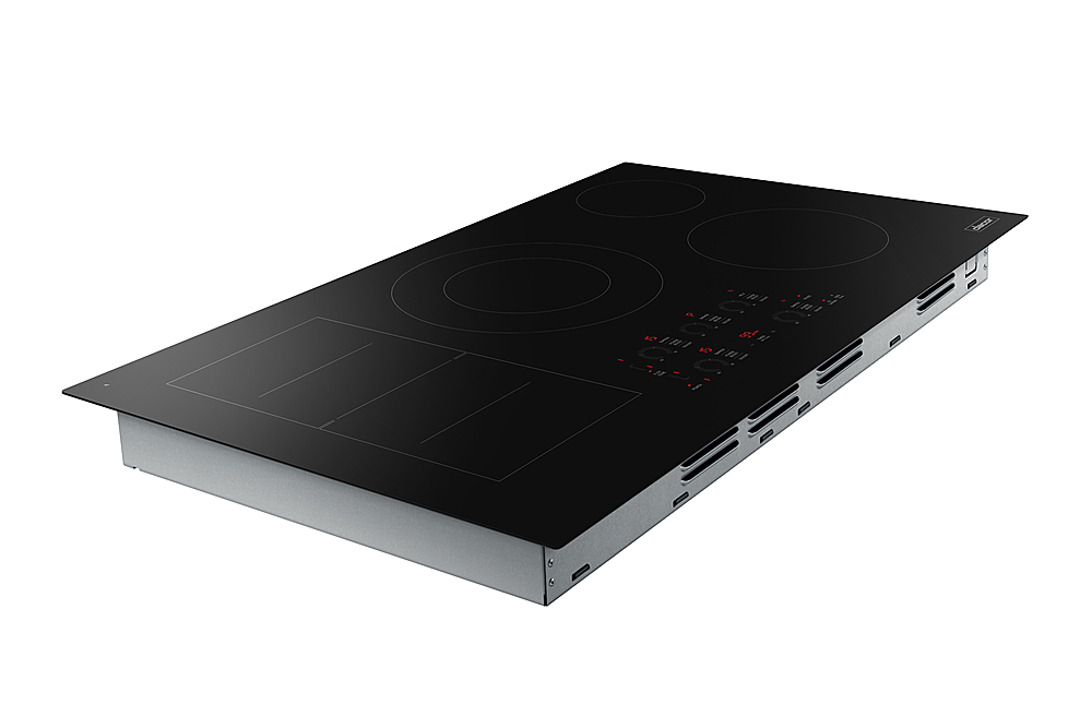 Left View: NutriChef 14.2 in Electric Cooktop - 1 Elements - Temperature Control, Non-stick, Easy Clean - Black