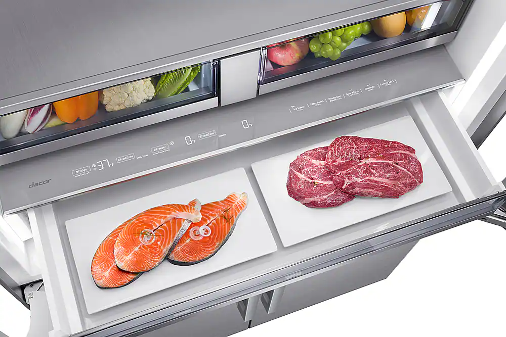 Alt View 26. Dacor - 23.5 Cu Ft 4-Door Flex French Door Built In Refrigerator with FreshZone Drawer and Precise Cooling - Custom Panel Ready.